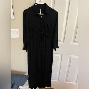 Free People black long sleeves button down light weight dress size XS